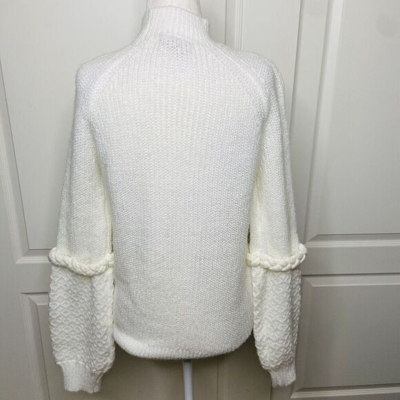 Belle by Belldini Mock Neck Sweater Braid Trim Ivory Size Large - Picture 5 of 9